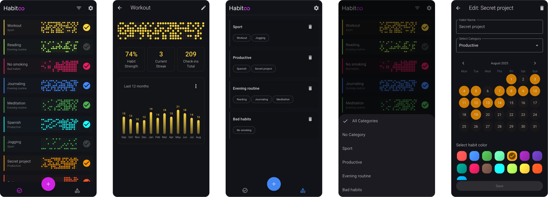 App screens